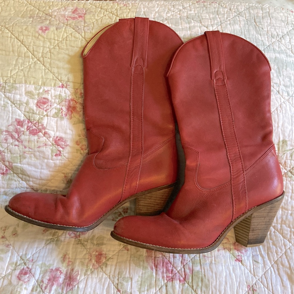 🍒🍒Jessica Simpson Daisy-OC Cherry Red Leather Cowboy Boots